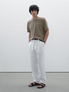 Футболка из 100% хлопка с декоративными швами Massimo Dutti, серый