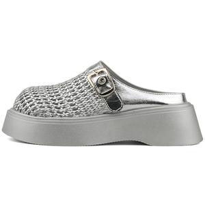 WENPU Закрытые тапочки женские серебристые, цвет Silver