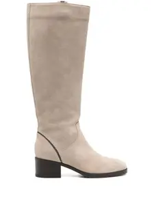 Ботинки из телячьей замши на каблуке 50 мм Doucal'S, бежевый