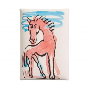 HERMES Картхолдер Calvi Duo Swift Calfskin женский 01 Blanc Pure White