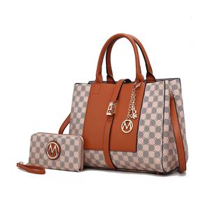 Сумка-саквояж Yuliana с круглым принтом и кошельком - 2 шт. MKF Collection by Mia k., цвет Cognac Brown