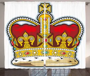 Штора ABAKUHAUS Heraldry Rustic с узорами под средневековый камень, универсальная ленточная штора для гостиной с петлями и крючками, 280 x 245 см, цвет Ruby Earth Yellow Abakuhaus