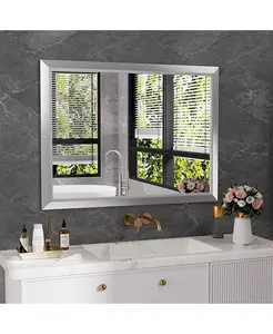 Зеркало для ванной комнаты, настенные зеркала в металлической раме толщиной 40" x 30" для установки над раковиной, в спальне, гостиной, прихожей, прямоугольные настенные зеркала серебристого цвета (горизонтальные/вертикальные) Amorho, silver
