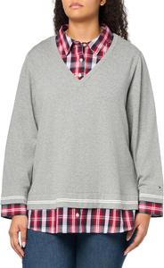 Женский клетчатый многослойный свитер Tommy Hilfiger, Medium Heather Grey Multi