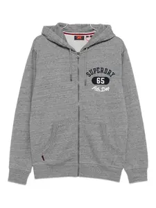 Худи на молнии с вышитым логотипом Superdry, серый