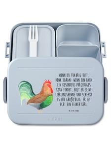 Mr. & Mrs. Panda Коробочка для закусок с изображением петуха и кукурузы, надписью пастельно-голубого цвета