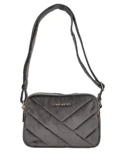 Бархатная стеганая сумка Lancaster, серый