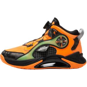 Скользостойкие амортизирующие износостойкие мид-топ детские баскетбольные кроссовки orange kids' QIAODAN, оранжевый/черный