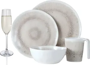 Набор походной посуды из меламина на 4 персоны, дизайн Наковальня, 16 предметов + 4 бокала для шампанского, фужеры, столовые приборы, посуда для пикника и барбекю Moritz