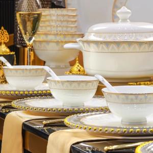 Luowei Dunhuang Cultural And Creative Набор фарфоровой посуды Jingdezhen, 46 предметов, набор на 8 персон, суповые тарелки, [Tianlafuyin]