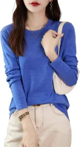 Женская футболка с длинным рукавом и круглым вырезом