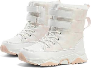 Снежные ботинки водонепроницаемые, теплые внутри, для мальчиков и девочек, для походов, зимние ботинки, против скольжения, для холодной погоды NIAIRKE, Pink+White