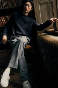 Джемпер текстурной вязки обычного кроя H&M, синий