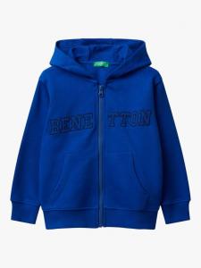 Детская хлопковая худи с молнией и логотипом Benetton, Blue