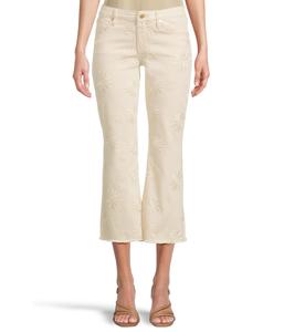 Брюки Liverpool Los Angeles Hannah Crop Flare With Fray Hem 25.5", Ecru Abstract Floral