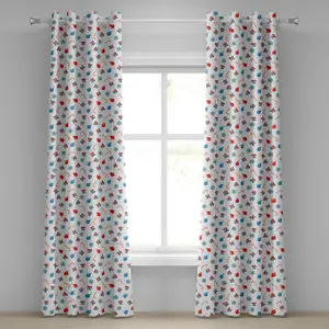 Рождественская штора на люверсах ABAKUHAUS, подарочные коробки-сюрпризы в виде снежинок, классические леденцы и рождественские шары, декоративные двухпанельные шторы, 280 см x 245 см, алый, сине-бежевый цвет