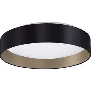 Мой домашний LED-потолочный светильник Juria LED-модуль 1 шт. Нейтральный белый | Теплый белый потолочный светильник Ø38 x H9 см с текстильным/тканевым абажуром, CCT, пульт дистанционного управления My Home, черно-коричневый