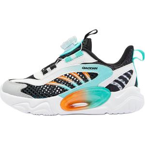 Нескользящие износостойкие низкие детские кроссовки для повседневной носки для детей от 3 до 7 лет QIAODAN, черный/белый