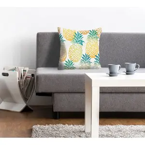 Декоративная подушка queence Janni с ананасом, чехол без наполнителя, 1 штука Queence, Gelb + bedruckt