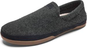 Мужские слипоны OLUKAI Kalawa, мягкие и удобные тапочки из шерстяного смешанного материала, теплая и дышащая флисовая подкладка, комфорт и удобство на весь день, Dk Shadow/Dk Shadow