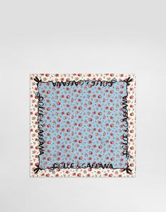 Небольшой шелковый твиловый платок с принтом в розы 50x50 DOLCE & GABBANA, мультиколор