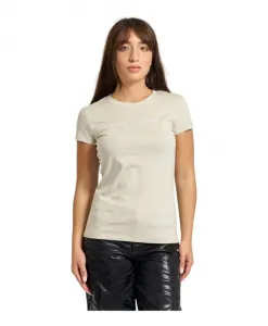 Бежевая футболка с логотипом спереди. Armani Exchange, бежевый