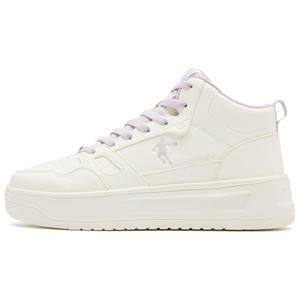 QIAODAN Женские скейтбордические кроссовки с защитой от скольжения, износостойкие, с высоким верхом, цвета слоновой кости, белого, мягкого серо-фиолетового цвета