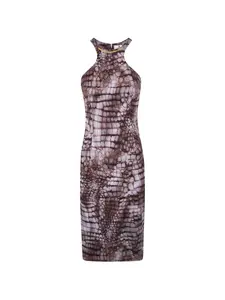 Платье миди с анималистичным принтом Elisabetta Franchi, коричневый