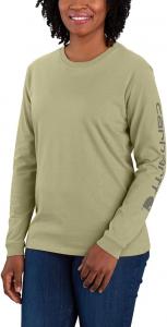 Carhartt женская футболка с логотипом на рукаве, свободный крой, тяжелый хлопок, длинный рукав, Dried Clay