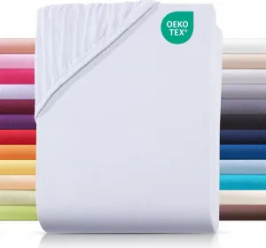 Простыня на резинке джерси 120х200 см из 100% хлопка, однотонная белая Carpe Sonno