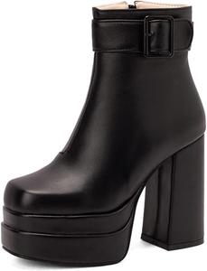 Ботильоны на платформе с каблуком MRKEWUNEY для женщин, 11 Black