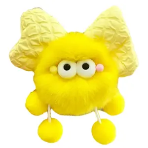 Очаровательные и креативные куклы-талисманы с бантом из угля плюшевый кулон высота 9см Fluffy bear, желтый