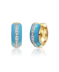 Серьги-Кольца с покрытием из 14-каратного золота и эмалью цвета прозрачного кубического циркония Gigigirl, blue
