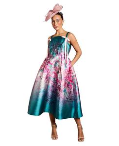 Женское миди-платье из саржи с бантом и бретелями Coast, Teal