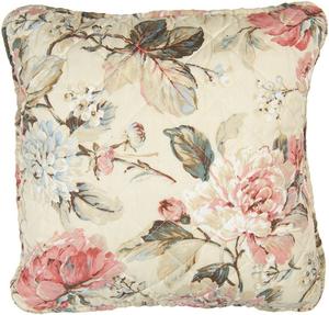 Чехол на подушку Clayre & Eef 40x40 см, бежевый, розовый, полиэстер, хлопок, квадратные цветы Clayre&Eef