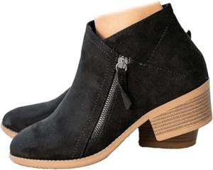 Женские замшевые ботинки Chelsea DirraBra с низким каблуком, модный острый носок, массивный каблук, западные ковбойские ботинки, осень-зима, боковая молния, ботильоны для платья, Black