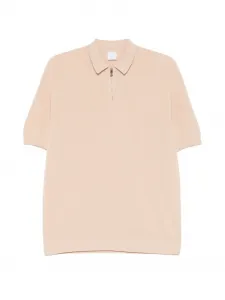 Рубашка поло на молнии с короткими рукавами Eleventy, бежевый