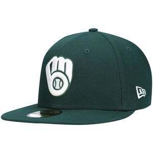Мужская белая облегающая шляпа с логотипом New Era Green Milwaukee Brewers 59FIFTY
