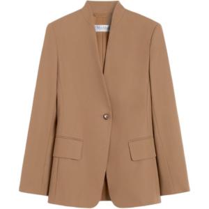 Куртка с воротником-стойкой на одной пуговице MaxMara, коричневый