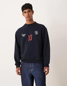 Толстовка свободного кроя ASOS DESIGN с футбольным принтом темно-синего цвета