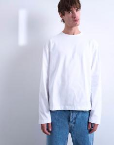 Укороченная футболка с длинными рукавами белого цвета Topman