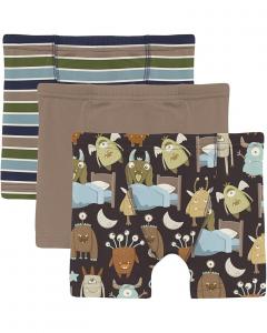 Детские боксеры Kickee Pants Kids Print, набор из 3 шт (big kid), Fall Vibes Stripe/Portabella/Midnight Monsters Under The Bed