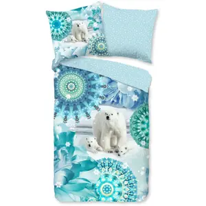 Набедренное двустороннее постельное белье "Seppo", байка, 135х200, теплое, мягкое, двусторонний вид, молния, зима, синий Hip, цвет Blau