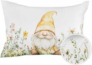 Huotupsine Декоративная подушка Outdoor Pillows Waterproof желтая с гномами в фермерском стиле с весенним цветочным акварельным принтом Yellow Springgreen