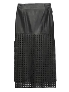 Кожаная юбка с вырезами EMPORIO ARMANI, черный