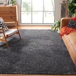 Ковер SAFAVIEH, 244 x 305 см, - коллекция Micro-Loop - большой - Ivory & Black, ручная работа из шерсти, идеально для гостиной, спальни, офиса, столовой (MLP956Z)