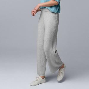 Женские брюки из кашемира с кабельным узором Simply Vera Vera Wang, Light Gray Fox Heather