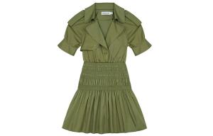 Self-Portrait Короткое Платье с Короткими Рукавами Женское Зеленое