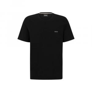 Футболка прямого кроя из эластичного хлопка с логотипом BOSS, черный