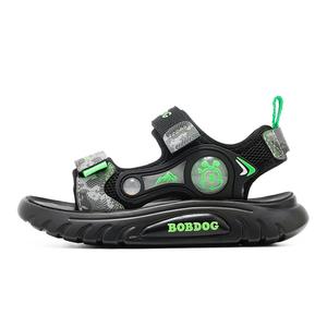 Детские сандалии с низким верхом, устойчивые к истиранию, дышащие BOBDOG, черный/зеленый